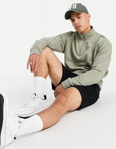 Флисовый свитшот с воротником-стойкой цвета светлый хаки New Look-Голубой