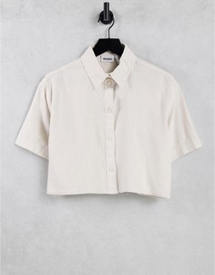 Бежевая укороченная льняная рубашка Weekday Ylva-Светло-бежевый цвет