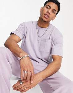 Сиреневая выбеленная oversized-футболка от комплекта New Look-Фиолетовый цвет