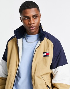 Темно-синяя двусторонняя куртка из хлопка/искусственного меха Tommy Jeans-Темно-синий