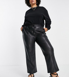 Черные брюки из искусственной кожи ASOS DESIGN Curve-Черный цвет