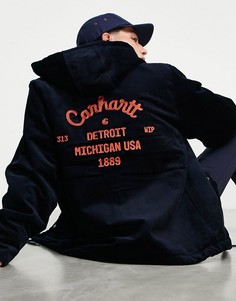 Спортивная куртка из вельвета темно-синего цвета с капюшоном Carhartt WIP Dennis-Темно-синий