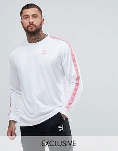 Белый лонгслив с полосой на рукавах Puma эксклюзивно на ASOS