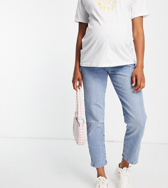 Выбеленные эластичные джинсы с посадкой над животом в винтажном стиле Cotton:On Maternity-Голубой