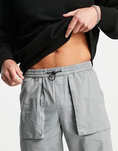 Свободные джоггеры шалфейно-зеленого цвета со шнурком с фиксатором Topman-Зеленый цвет