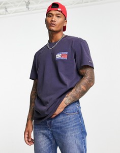 Темно-синяя футболка с логотипом в виде выцветшего флага на спине Tommy Jeans-Темно-синий