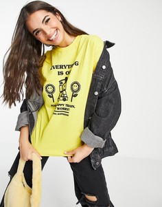 Свободная футболка с принтом "Happy Train" Daisy Street-Желтый
