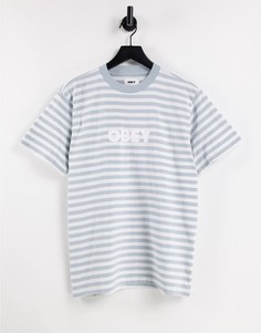 Футболка в стиле oversized в серую полоску с вышитым логотипом Obey-Серый