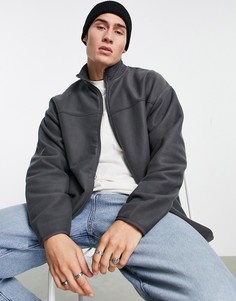 Черная выбеленная oversized-олимпийка из флиса ASOS DESIGN-Черный цвет