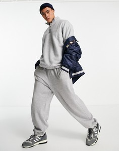 Серый меланжевый oversized-свитшот из флиса с короткой молнией от комплекта ASOS DESIGN