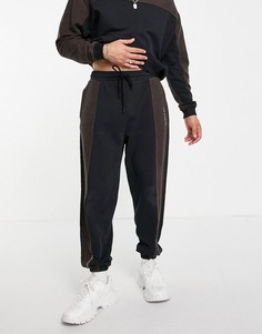 Черные джоггеры в стиле oversized со вставками и принтами от комплекта ASOS DESIGN-Черный цвет