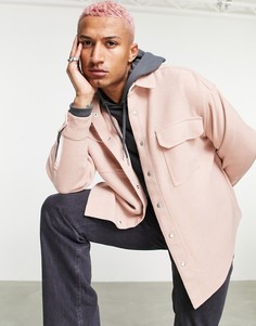 Розовая рубашка с добавлением шерсти в стиле extreme oversized ASOS DESIGN-Розовый цвет