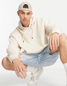 Бежевый oversized-худи с римскими цифрами ASOS DESIGN-Светло-бежевый цвет