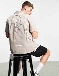 Бежевая свободная рубашка ASOS DESIGN Pablo Picasso-Светло-бежевый цвет