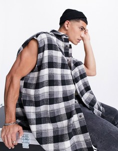 Серая удлиненная рубашка без рукавов в клетку ASOS DESIGN-Серый