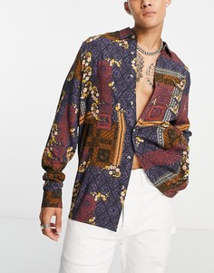 Свободная рубашка с винтажным принтом пейсли в стиле барокко ASOS DESIGN-Разноцветный