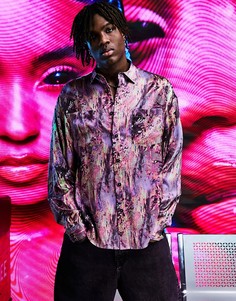 Розовая oversized-рубашка с абстрактным принтом ASOS DESIGN-Розовый цвет