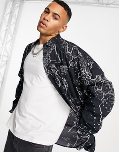 Рубашка в стиле extreme oversized с принтом карты ASOS DESIGN-Черный цвет