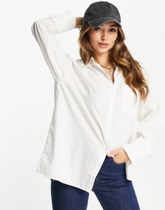 Белая хлопковая oversized-рубашка с длинными рукавами ASOS DESIGN-Белый