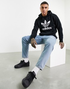 Худи черного цвета с логотипом-трилистником adidas Originals adicolor-Черный цвет