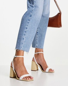 Бело-бежевые босоножки на блочном каблуке ASOS DESIGN Hudson-Белый