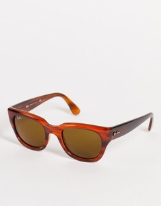 Солнцезащитные очки в массивной оправе Rayban 0RB4178-Коричневый цвет
