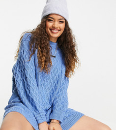Голубое вязаное косами платье мини ASOS DESIGN Petite-Голубой