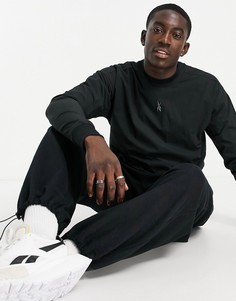 Черный лонгслив с функциональной деталью Reebok-Черный цвет