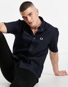 Темно-синяя оксфордская рубашка с короткими рукавами Fred Perry-Темно-синий