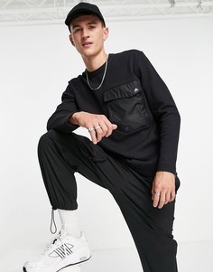 Черный лонгслив с карманом в утилитарном стиле adidas-Черный цвет