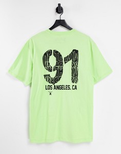 Oversized-футболка зеленого цвета с принтом "Death Row 91" на груди и спине Topman-Зеленый цвет