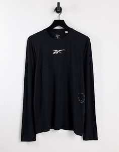 Черный лонгслив и логотипом Reebok Training-Черный цвет