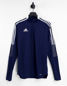 Темно-синий лонгслив с короткой молнией adidas Football Tiro 21
