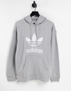 Серый худи с большим логотипом adidas Originals adicolor