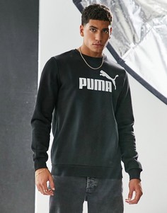 Черный свитшот с большим логотипом Puma Essentials-Черный цвет