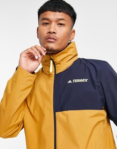 Коричневая с темно-синим куртка в стиле колор блок adidas Terrex-Коричневый цвет