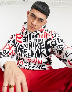 Белый худи со сплошным принтом логотипа Nike Club