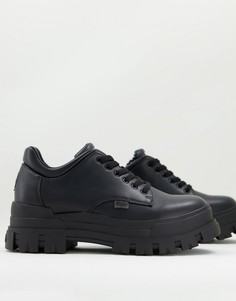 Черные ботинки на массивной подошве со шнуровкой из искусственных материалов Buffalo-Черный цвет