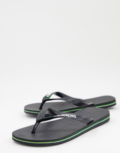 Черные шлепанцы с логотипом Havaianas brasil-Черный цвет