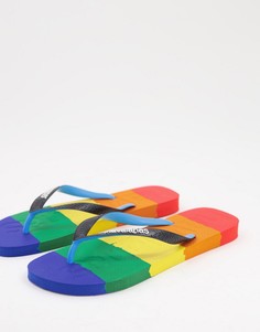 Шлепанцы с радужной расцветкой и логотипом Havaianas-Многоцветный