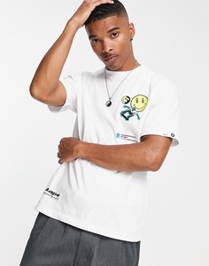Белая футболка с принтом смайла и скейта AAPE By A Bathing Ape-Белый