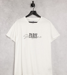 Белая футболка в стиле oversized с надписью "Рaris" Sixth June - эксклюзивно для ASOS-Белый