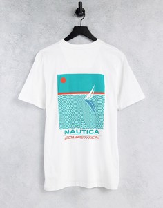Белая футболка с принтом на спине Nautica Competition-Белый
