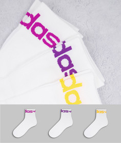 Набор из 3 пар белых носков обычной длины с логотипом пастельного цвета на манжетах adidas Originals Adicolor-Белый