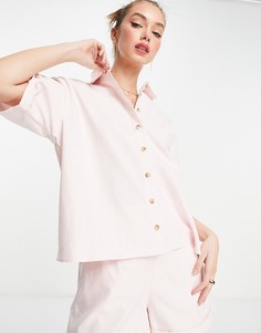 Льняная свободная рубашка пастельного розового цвета от комплекта Pretty Lavish-Розовый цвет