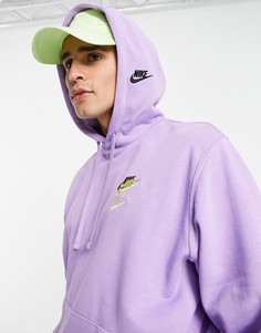 Сиреневый худи с логотипами разных цветов Nike Essential fleece+-Фиолетовый цвет