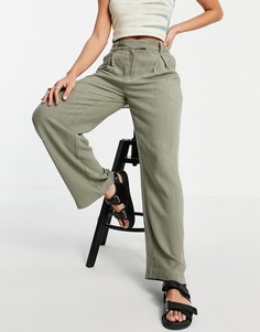 Строгие брюки цвета хаки Weekday Lilah-Зеленый цвет