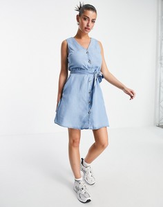 Синее платье мини без рукавов с поясом Vero Moda-Голубой