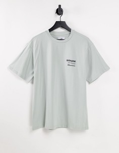 Oversized-футболка пыльно-зеленого цвета с принтом логотипа от комплекта Sixth June-Зеленый цвет