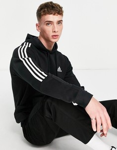 Худи черного цвета с тремя полосками adidas-Черный цвет